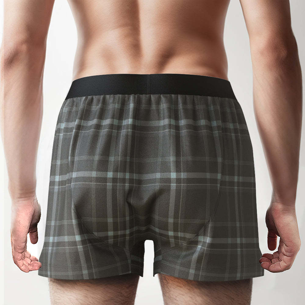 Custom Photo Striped Plaid Patterned Boxer Shorts Personalized Waistband Casual Underwear for Him - MyFaceBoxerUK