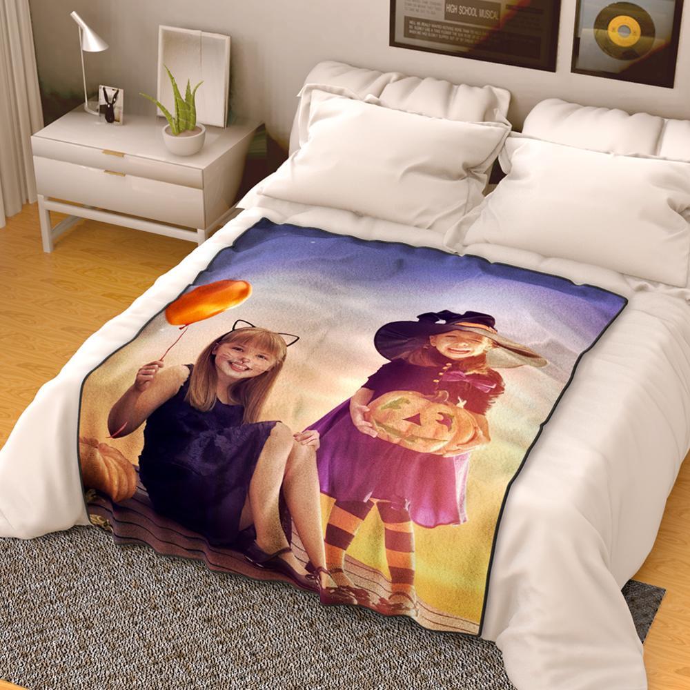 Personalised Halloween Photo Blanket Fleece - Famliy - MyFaceBoxerUK