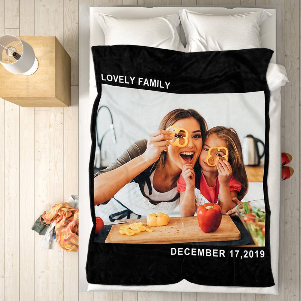 Family Love Custom Fleece Photo Blanket - For Mom - MyFaceBoxerUK