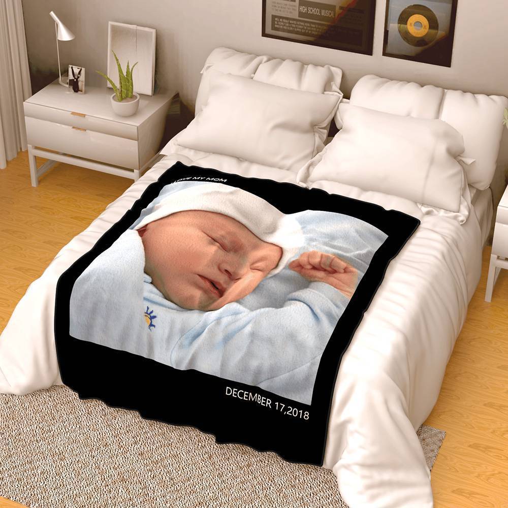Personalised Photo Blanket Fleece with Text - MyFaceBoxerUK