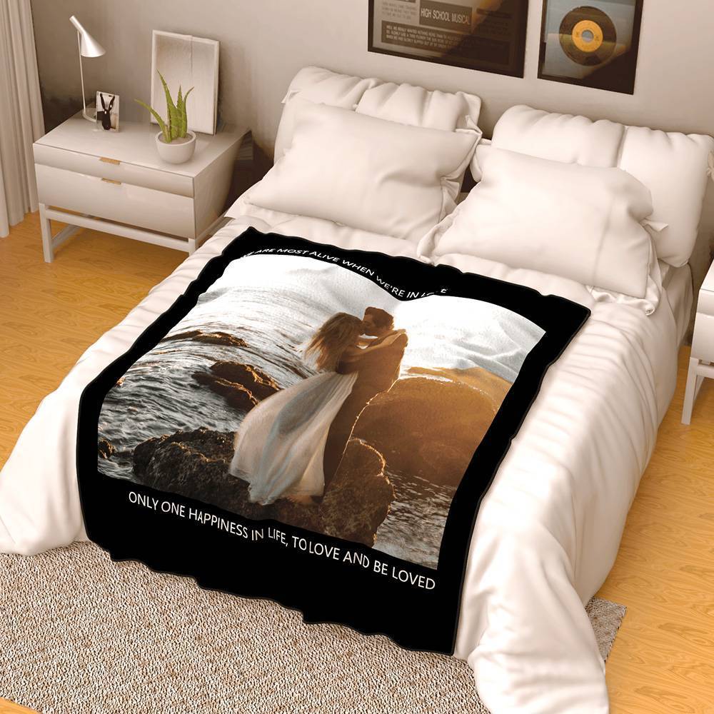 Personalised Photo Blanket Fleece with Text - MyFaceBoxerUK