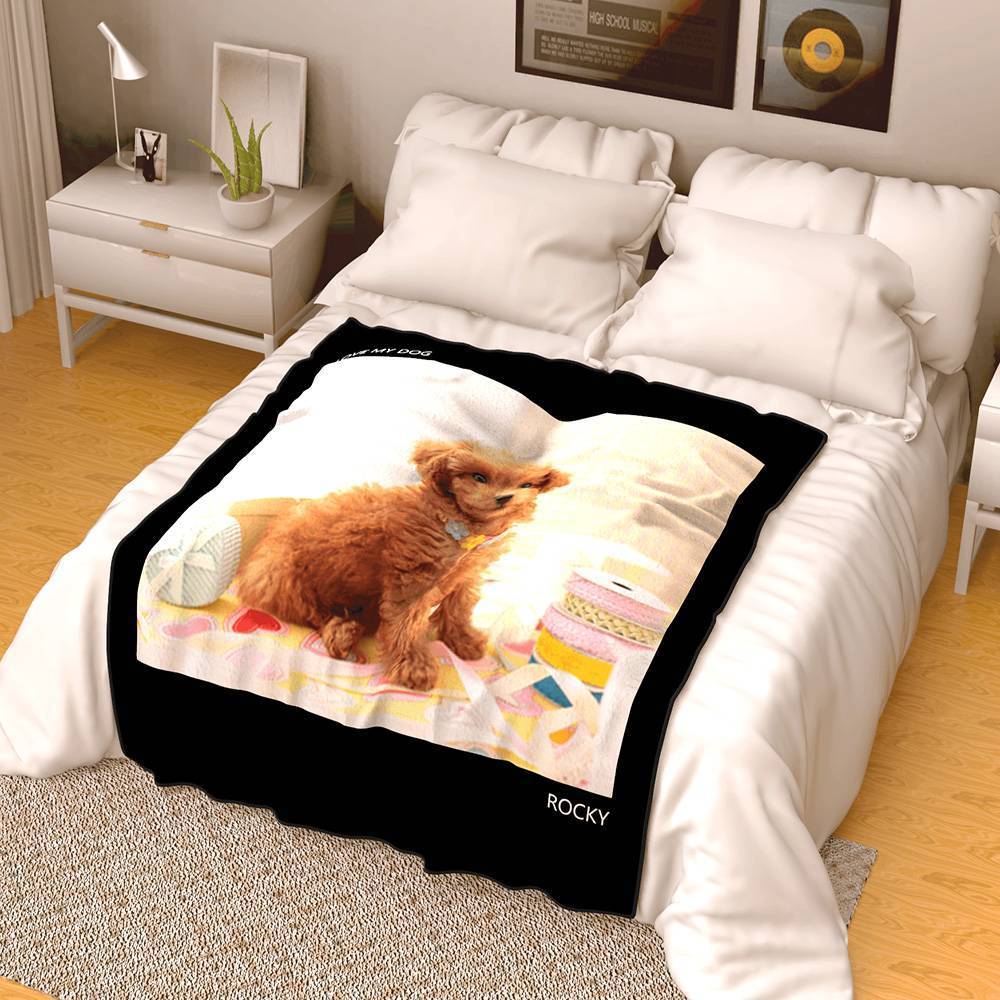 Personalised Photo Blanket Fleece with Text - MyFaceBoxerUK