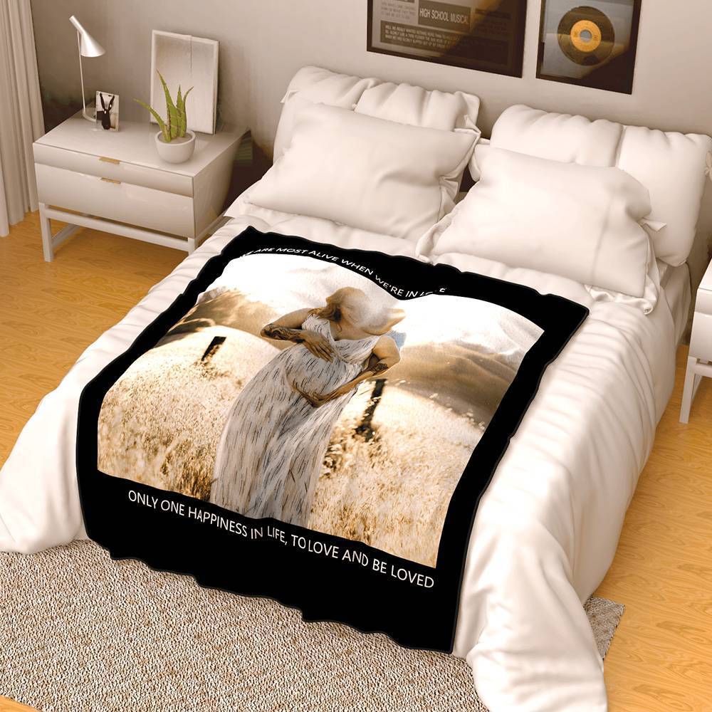 Personalised Photo Blanket Fleece with Text - MyFaceBoxerUK