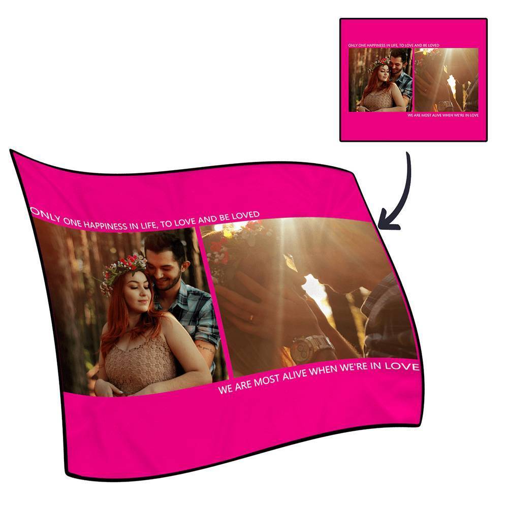 Personalised Photo Blanket Fleece with Text - 2 Photos - MyFaceBoxerUK
