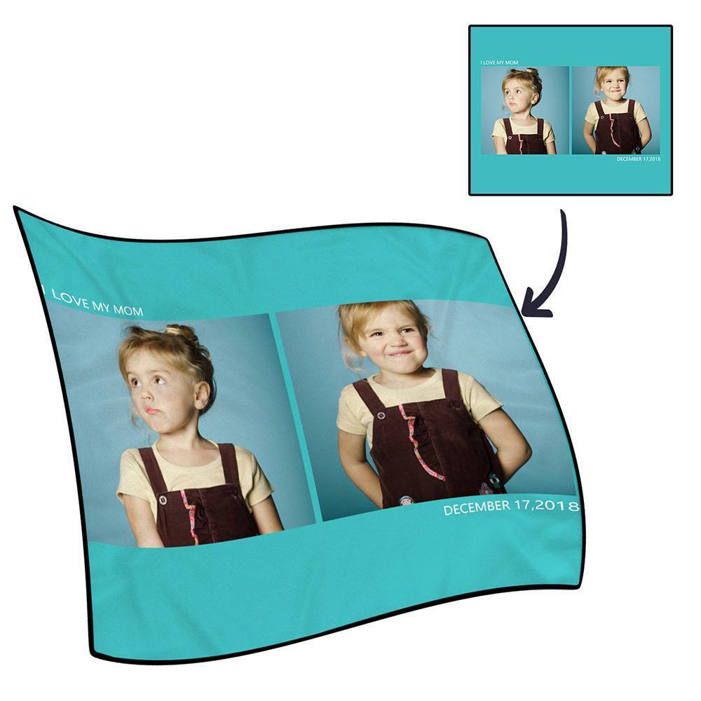 Personalised Photo Blanket Fleece with Text - 2 Photos - MyFaceBoxerUK