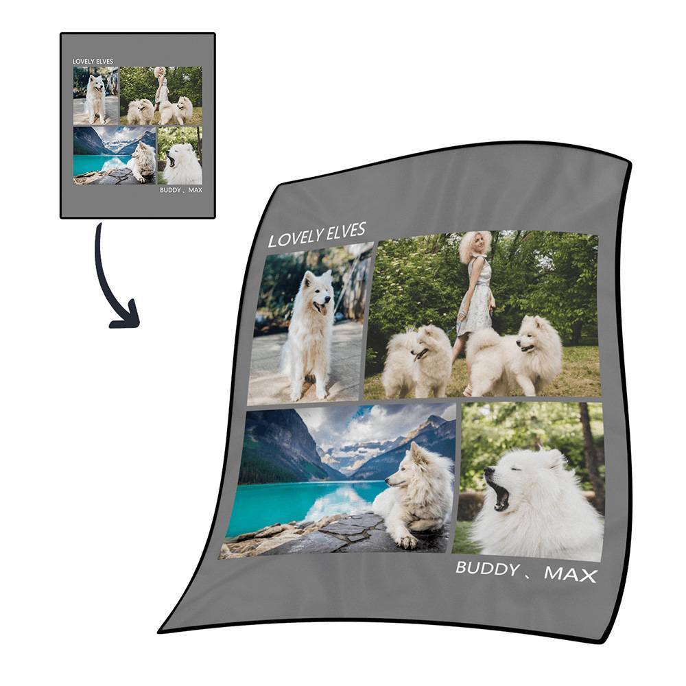 Personalised Photo Blanket Fleece with Text - 4 Photos - MyFaceBoxerUK