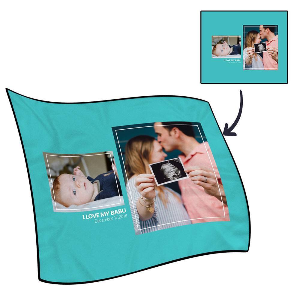 Personalised Famliy Photo Fleece Blanket with Text - 2 Photos - MyFaceBoxerUK