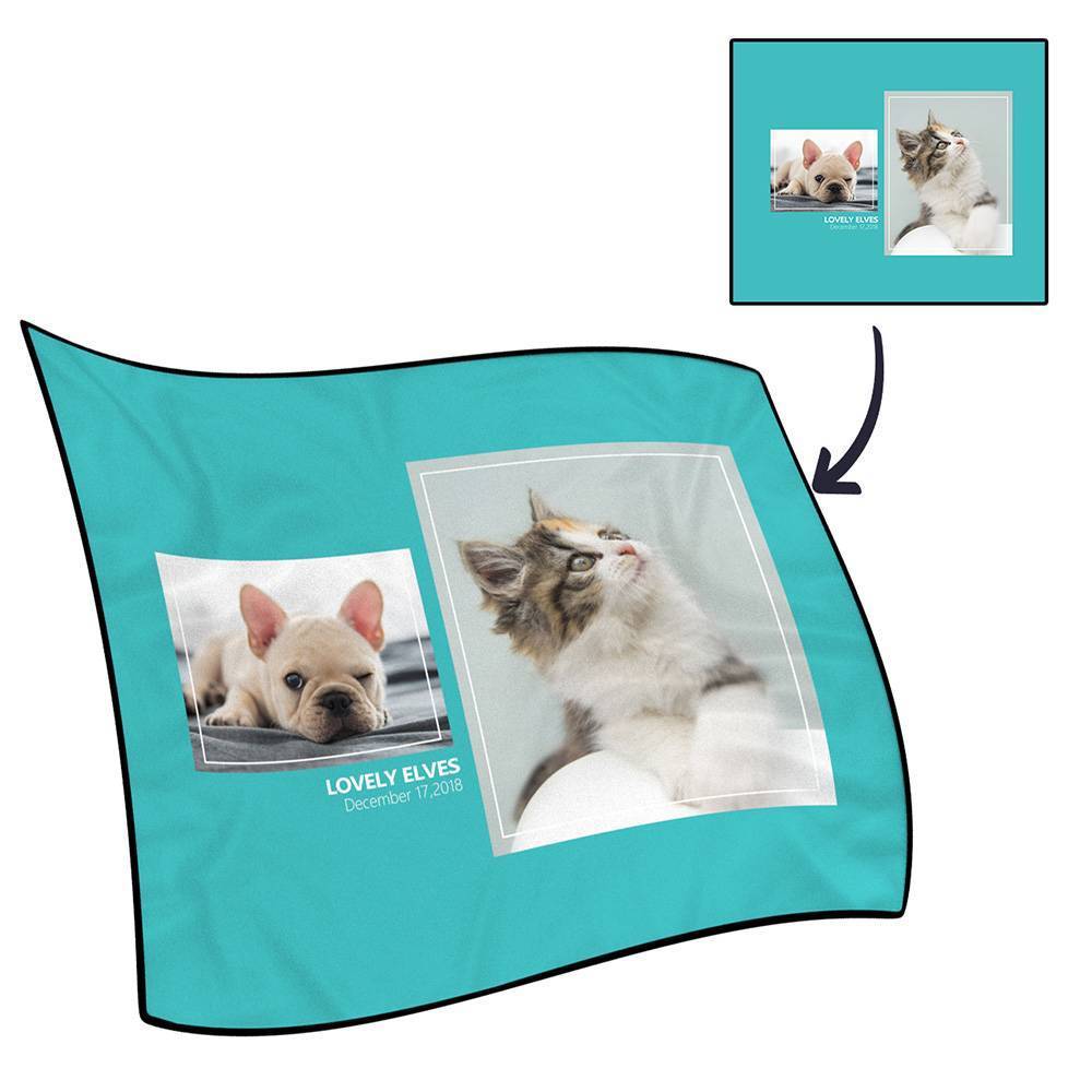 Personalised Famliy Photo Fleece Blanket with Text - 2 Photos - MyFaceBoxerUK