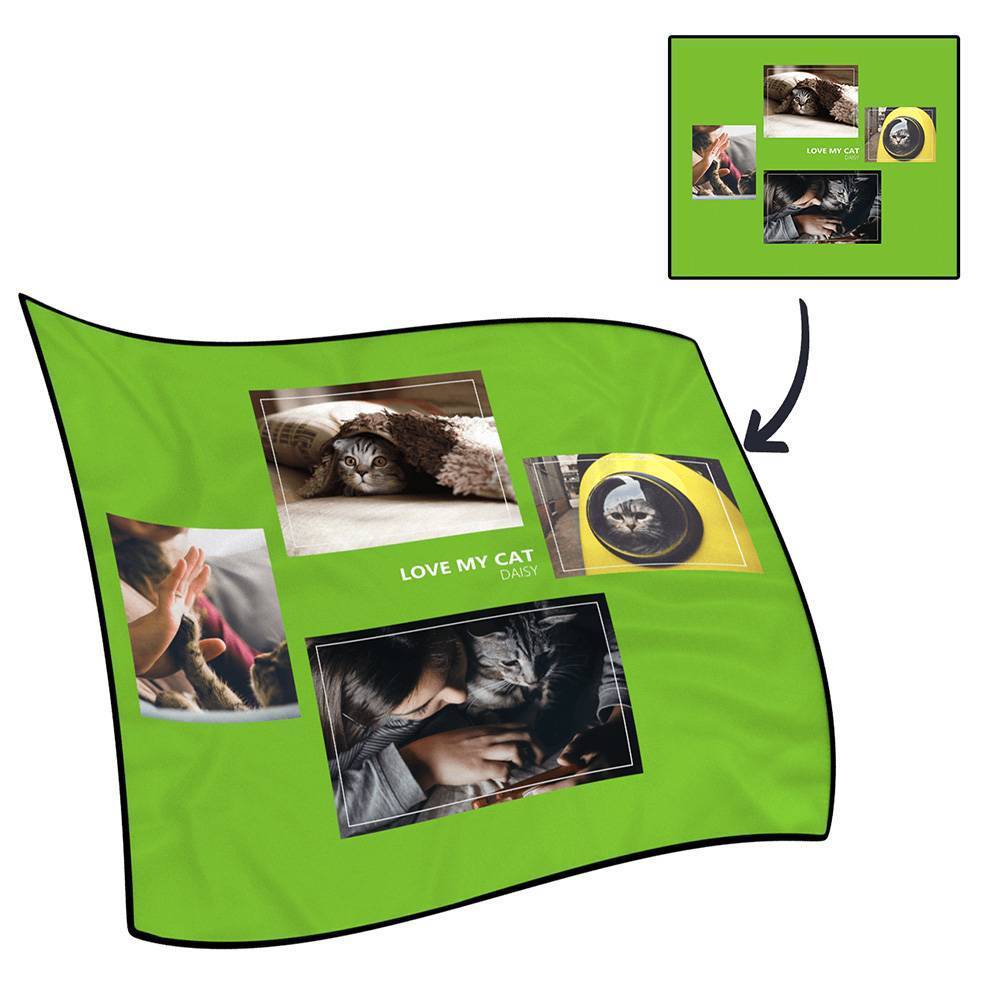 Personalised Famliy Photo Fleece Blanket with Text - 4 Photos - MyFaceBoxerUK