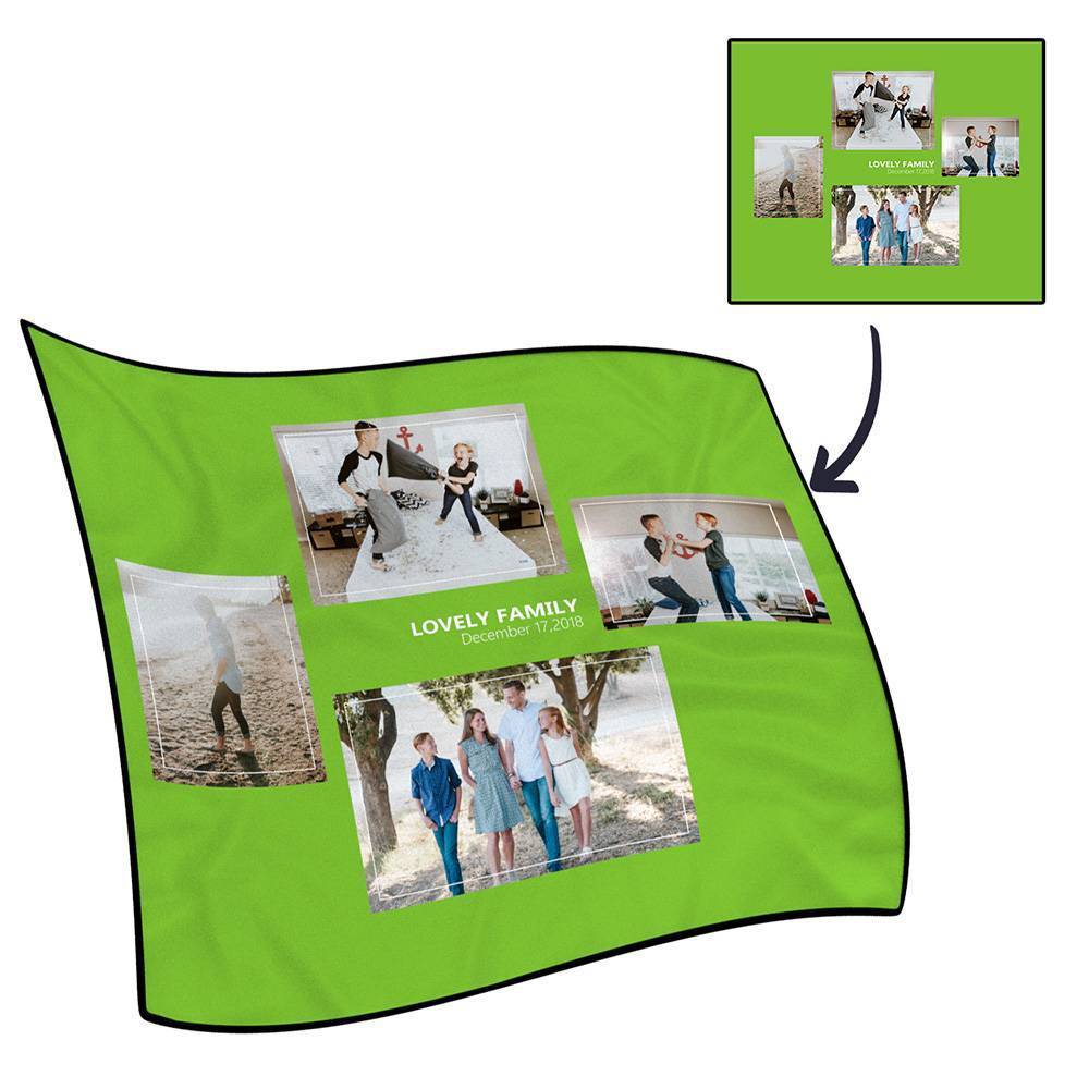 Personalised Famliy Photo Fleece Blanket with Text - 4 Photos - MyFaceBoxerUK