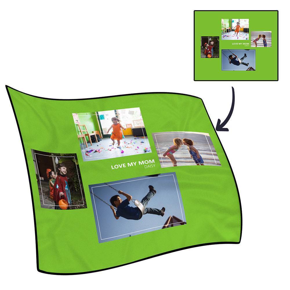 Personalised Famliy Photo Fleece Blanket with Text - 4 Photos - MyFaceBoxerUK