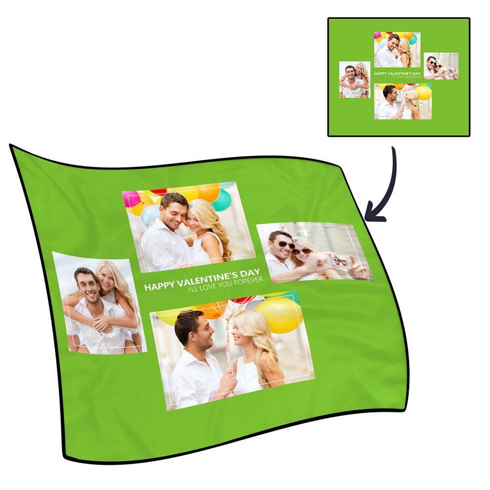 Personalised Famliy Photo Fleece Blanket with Text - 4 Photos - MyFaceBoxerUK