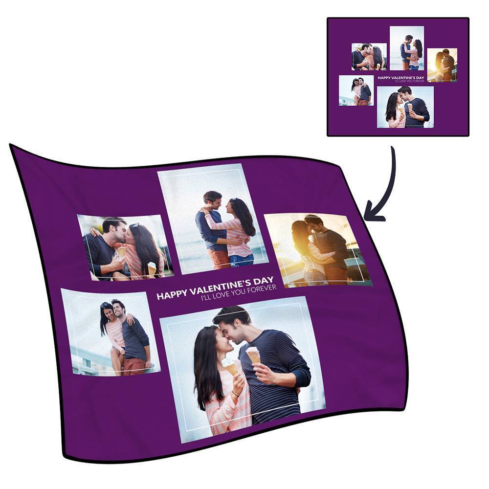 Personalised Famliy Photo Fleece Blanket with Text - 5 Photos - MyFaceBoxerUK