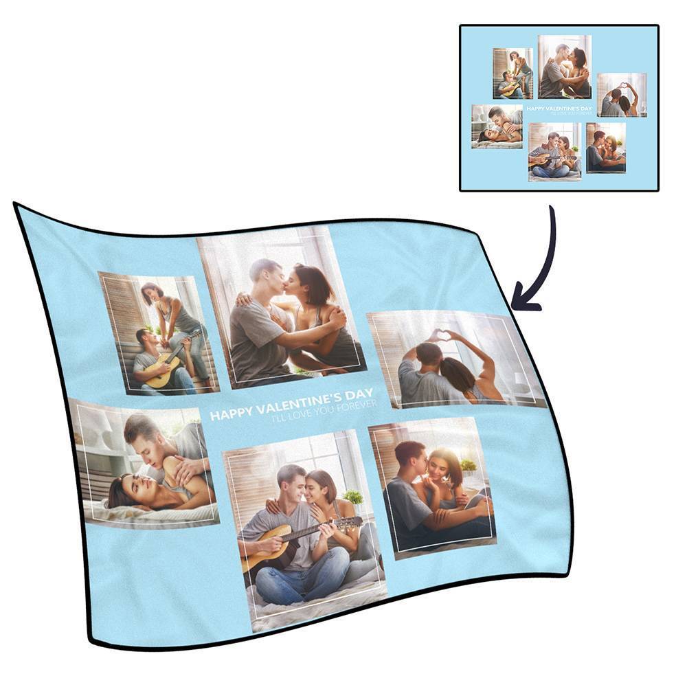 Personalised Famliy Photo Fleece Blanket with Text - 6 Photos - MyFaceBoxerUK