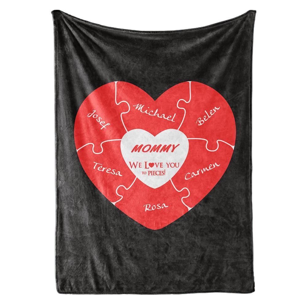 Personalised 6 Names Blanket - Fleece Blanket Love You to Pieces - MyFaceBoxerUK