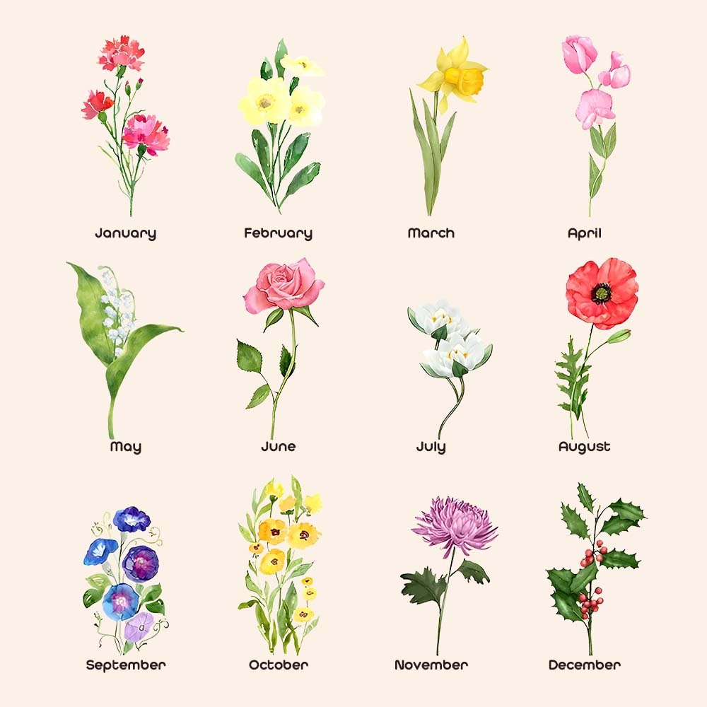 Custom Birth Month Flower Blanket Grandma's Garden Children's Names Meaningful Gifts For Mom - MyFaceBoxerUK