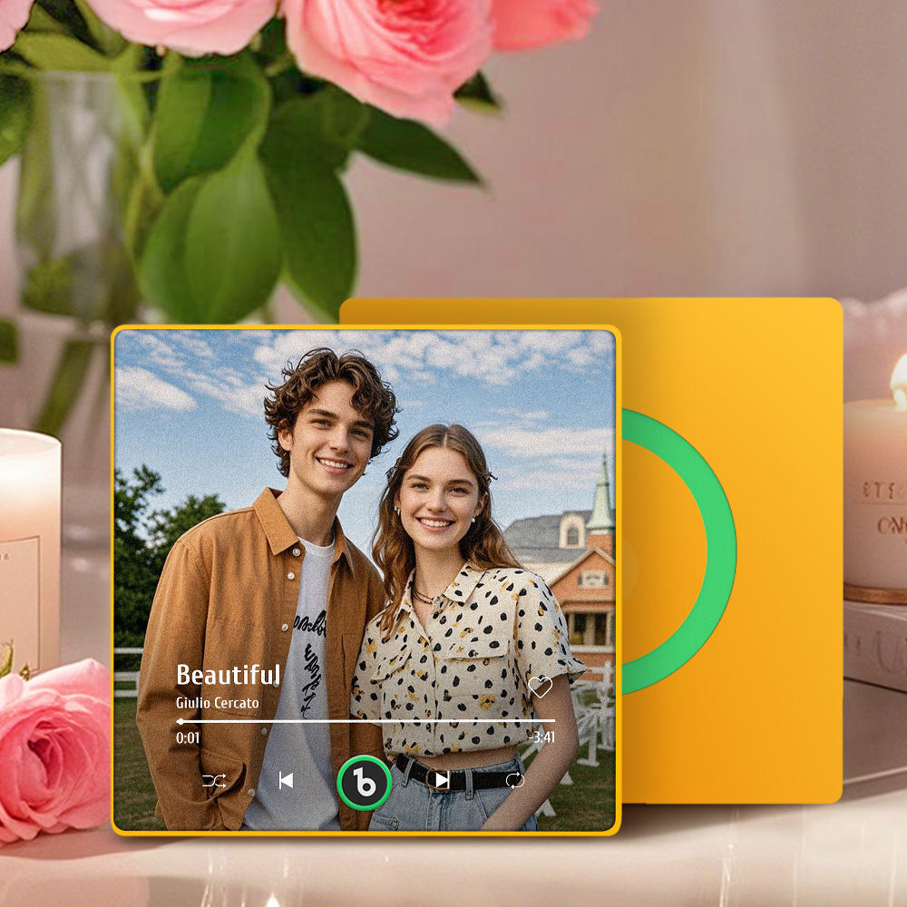 Custom Music Fridge Magnet Colorful Frame Album Fridge Magnet Can Play Songs Gift for Couple	 - MyFaceBoxerUK