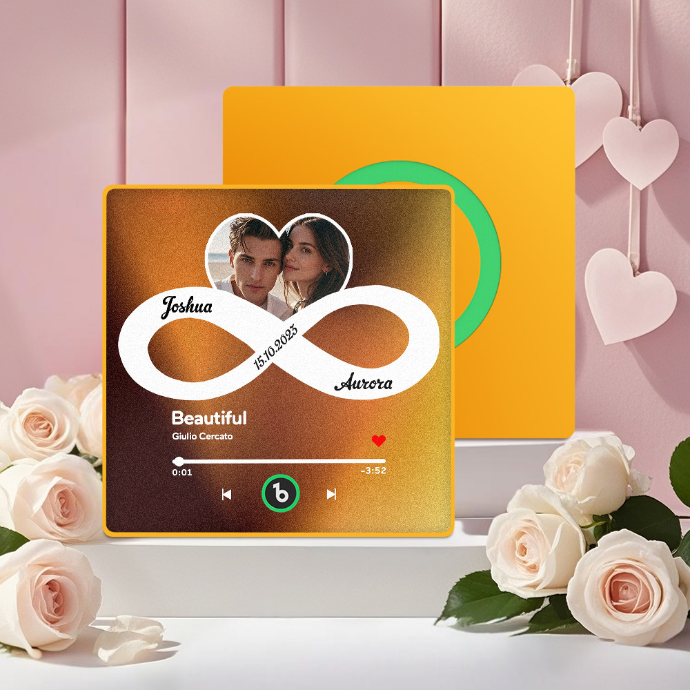 Custom Music Fridge Magnet with Colorful Frame Personalized Album Infinite Love Fridge Magnet That Can Be Played Song Ideal Gift for Couple	 - MyFaceBoxerUK