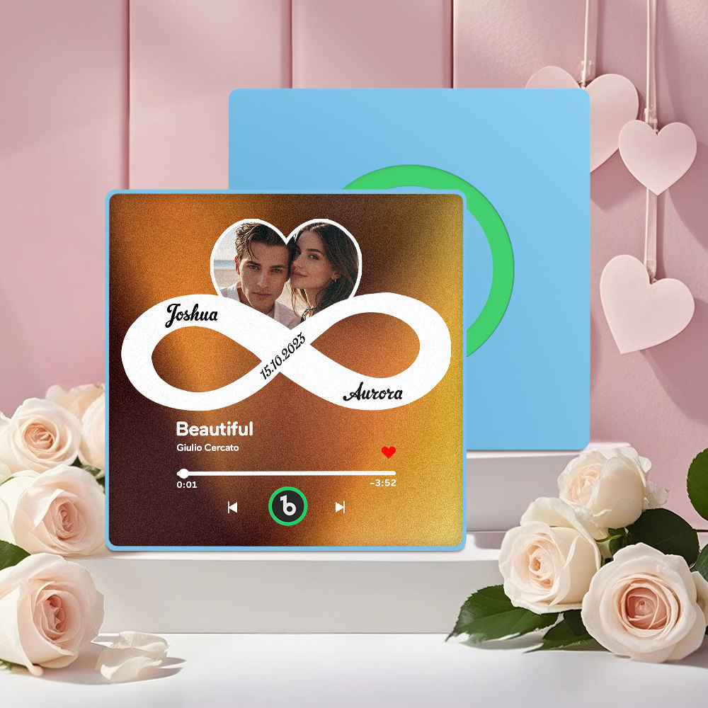 Custom Music Fridge Magnet with Colorful Frame Personalized Album Infinite Love Fridge Magnet That Can Be Played Song Ideal Gift for Couple	 - MyFaceBoxerUK