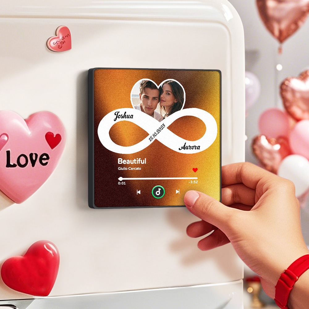 Custom Music Fridge Magnet with Colorful Frame Personalized Album Infinite Love Fridge Magnet That Can Be Played Song Ideal Gift for Couple	 - MyFaceBoxerUK
