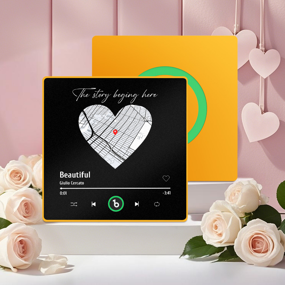 Custom Music Fridge Magnet with Colorful Frame Personalized Heart Map Fridge Magnet with Photo Anniversart Gift for Couple	 - MyFaceBoxerUK