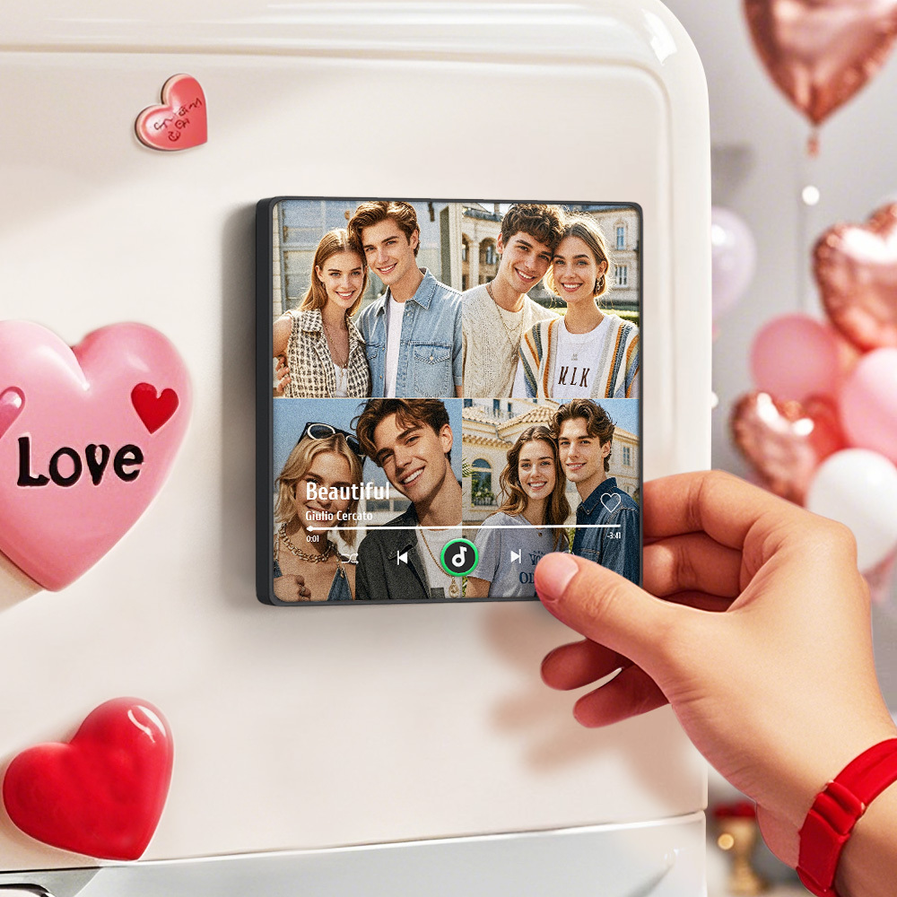 Custom Music Fridge Magnet with Colorful Frame Personalized Album Fridge Magnet That Can Be Played Song Christmas Gift	 - MyFaceBoxerUK
