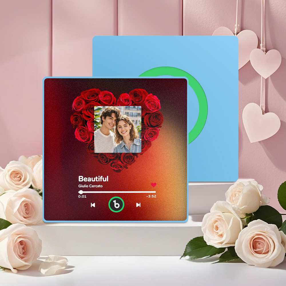 Custom Rose Music Fridge Magnet Personalized Music Fridge Magnet with Colorful Frame Anniversary Gift	 - MyFaceBoxerUK