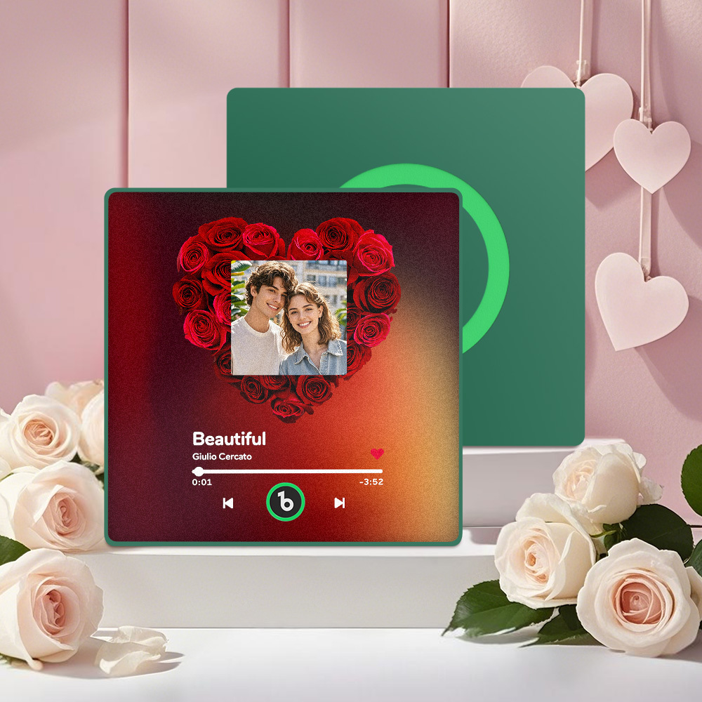 Custom Rose Music Fridge Magnet Personalized Music Fridge Magnet with Colorful Frame Anniversary Gift	 - MyFaceBoxerUK