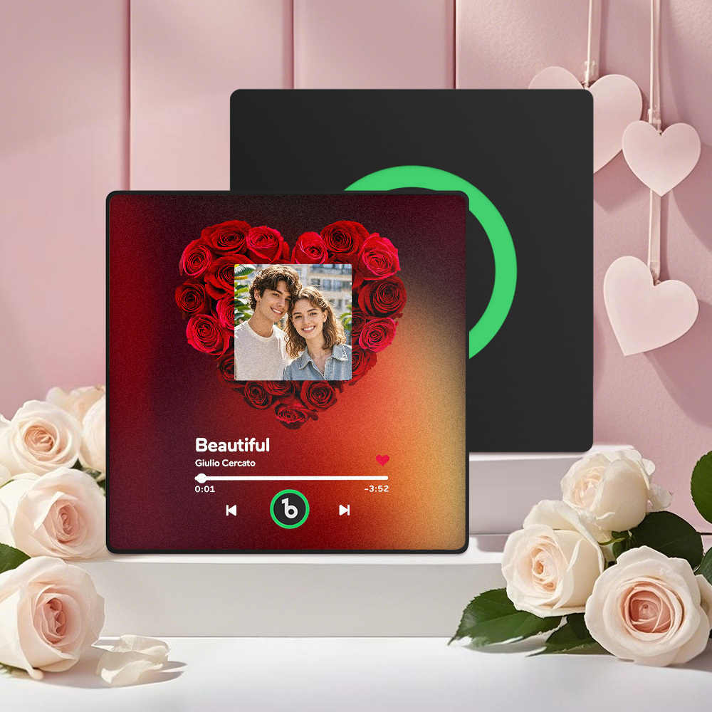 Custom Rose Music Fridge Magnet Personalized Music Fridge Magnet with Colorful Frame Anniversary Gift	 - MyFaceBoxerUK