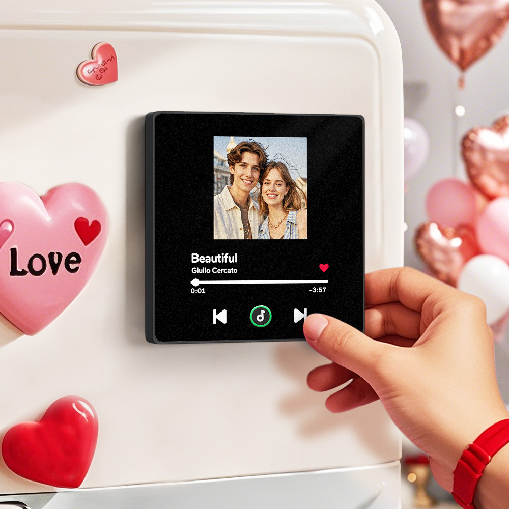 Custom Music Fridge Magnet Colorful Frame Personalized Album Fridge Magnet That Can Be Played Song Anniversary Gift for Couple	 - MyFaceBoxerUK