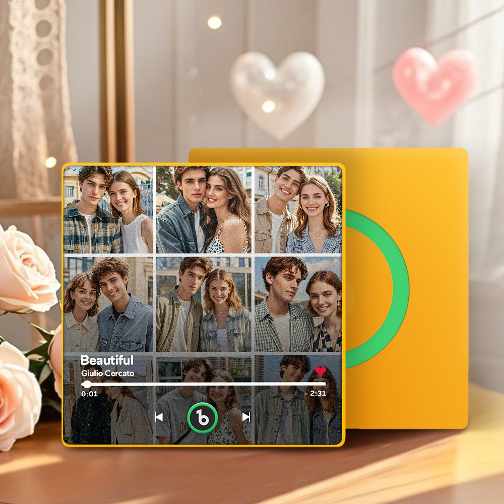 Custom Music Fridge Magnet and Photo with Colorful Frame Music Wall Photo Sticker Music Movement That Can Be Played Gift for Couple	 - MyFaceBoxerUK