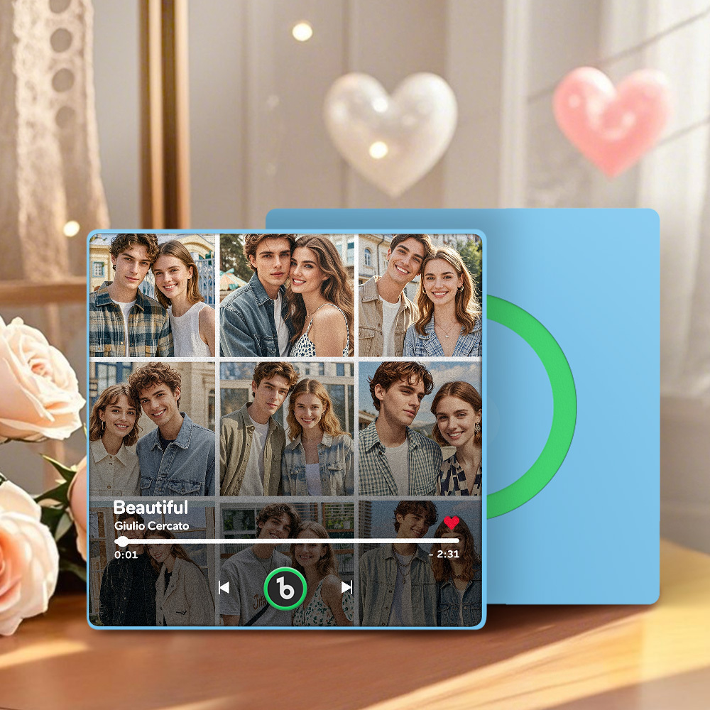 Custom Music Fridge Magnet and Photo with Colorful Frame Music Wall Photo Sticker Music Movement That Can Be Played Gift for Couple	 - MyFaceBoxerUK
