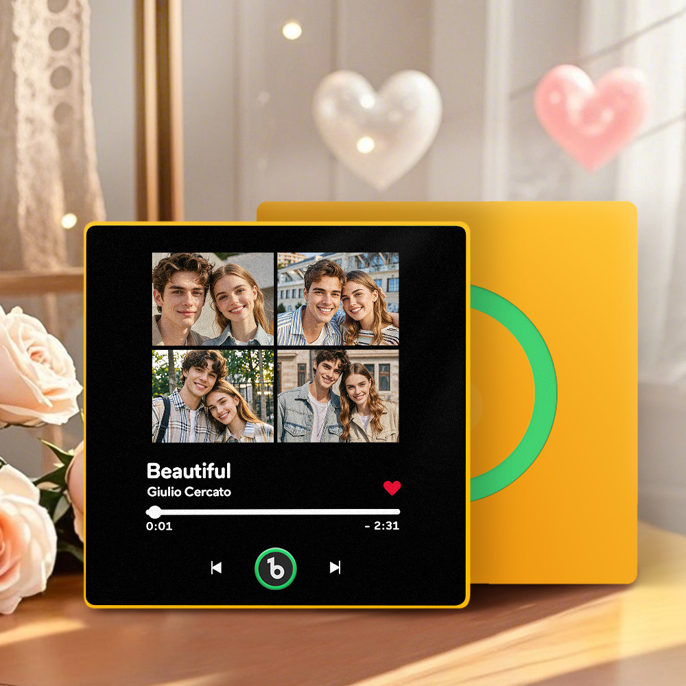 Custom Music Fridge Magnet with Colorful Frame Personalized Album Fridge Magnet That Can Be Played Song Unique Gift for Couple	 - MyFaceBoxerUK