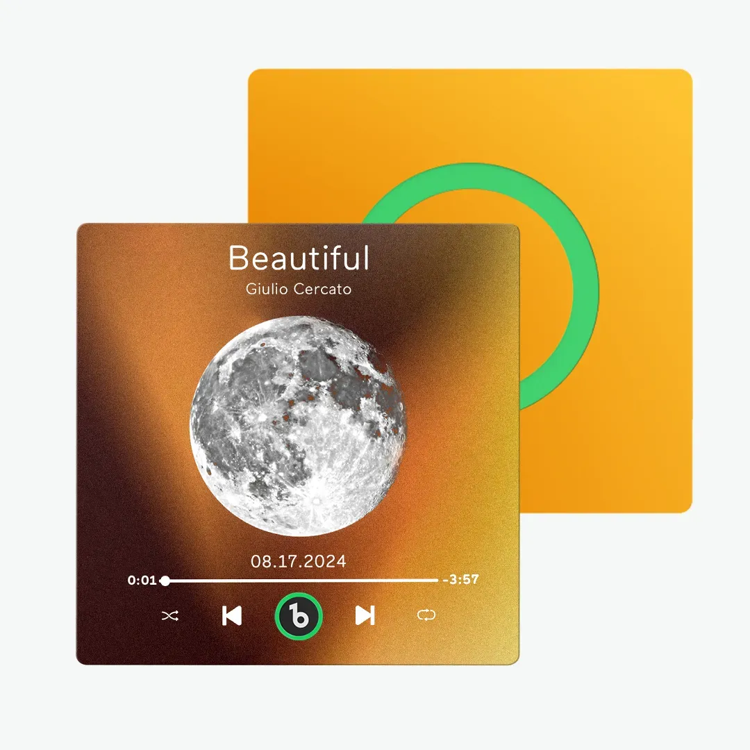 Custom Music Fridge Magnet with Moon Phrase Colorful Frame Album Fridge Magnet Music Wall Photo Sticker Music Movement That Can Be Played	 - MyFaceBoxerUK