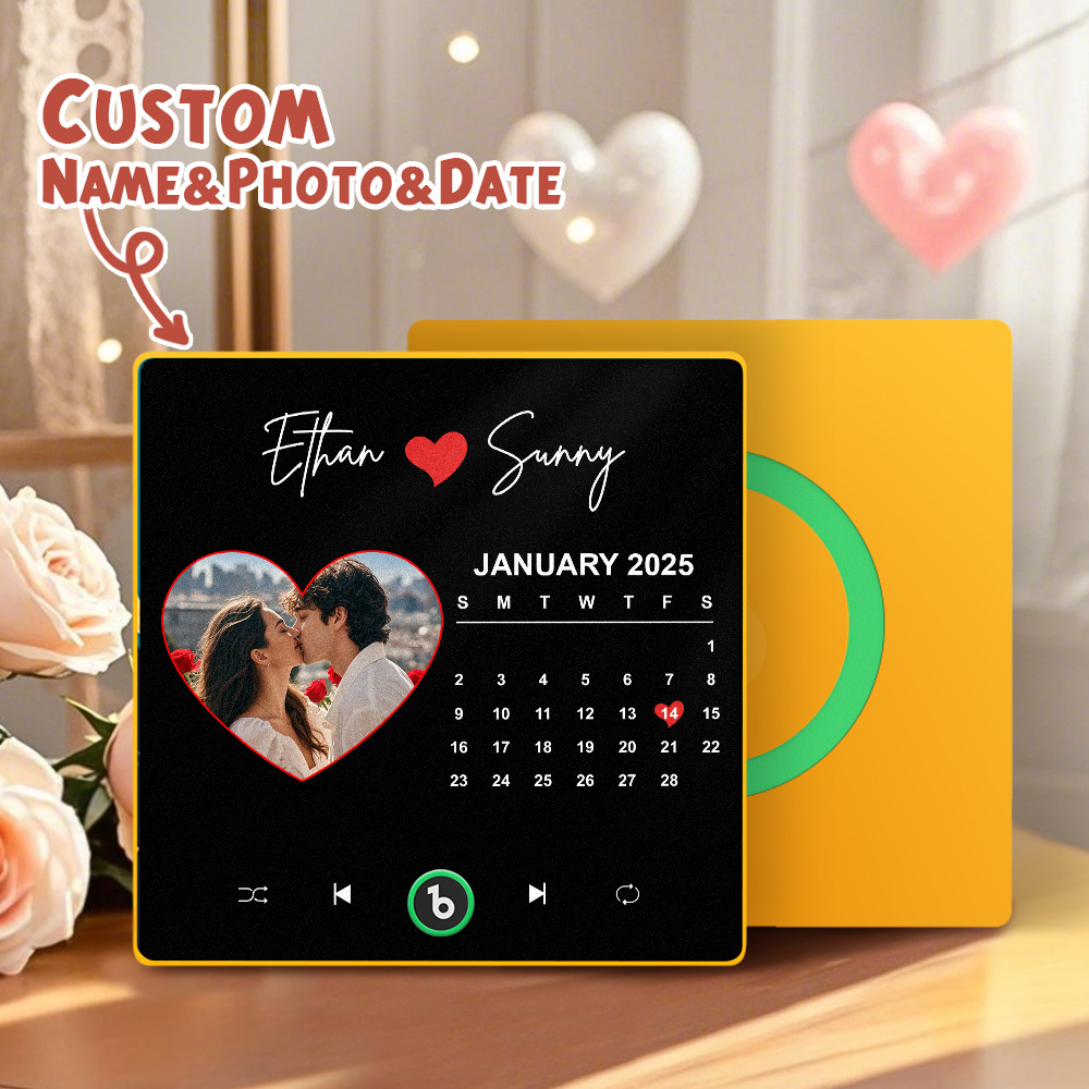 Custom Music Fridge Magnet Colorful Frame Album Fridge Magnet Can Play Songs Gift for Couple	 - MyFaceBoxerUK