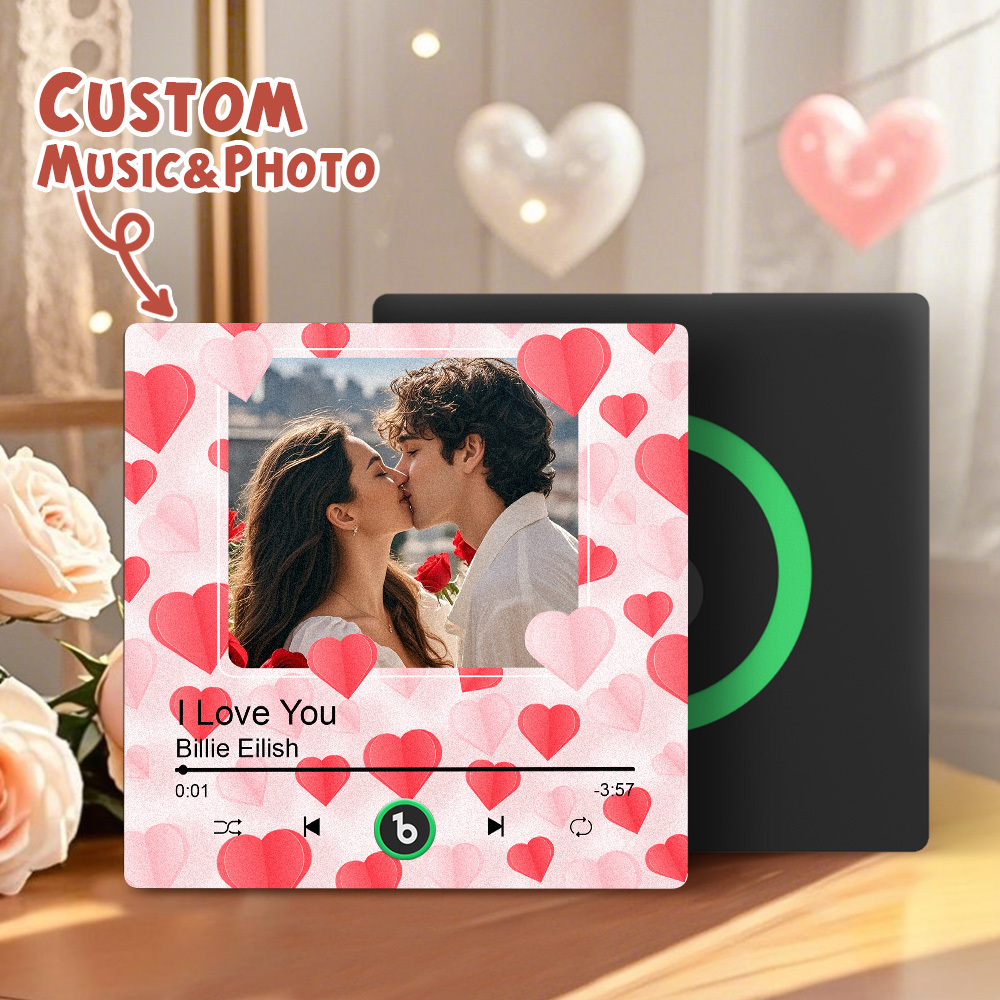 Custom Music Fridge Magnet Colorful Frame Album Fridge Magnet Can Play Songs Gift for Couple	 - MyFaceBoxerUK