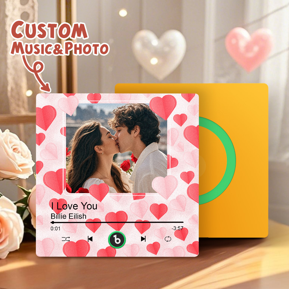 Custom Music Fridge Magnet Colorful Frame Album Fridge Magnet Can Play Songs Gift for Couple	 - MyFaceBoxerUK