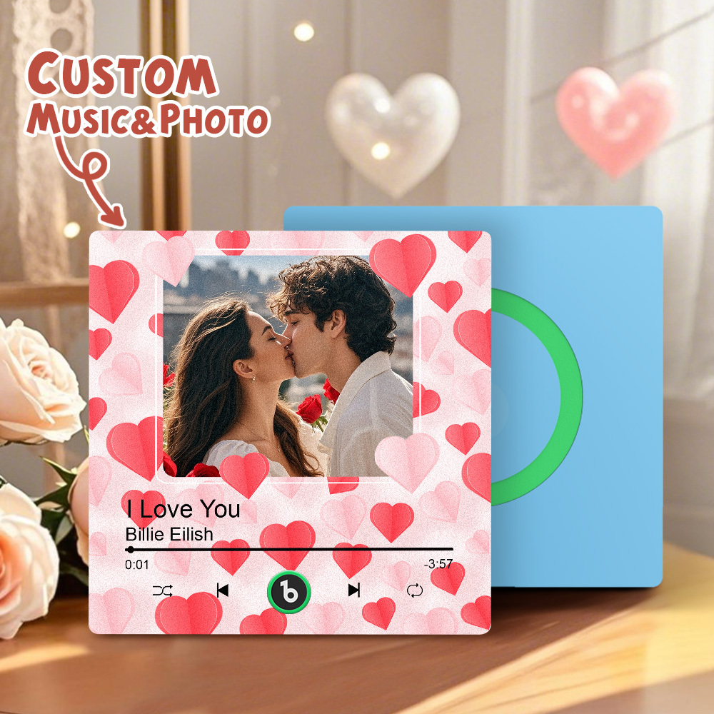 Custom Music Fridge Magnet Colorful Frame Album Fridge Magnet Can Play Songs Gift for Couple	 - MyFaceBoxerUK
