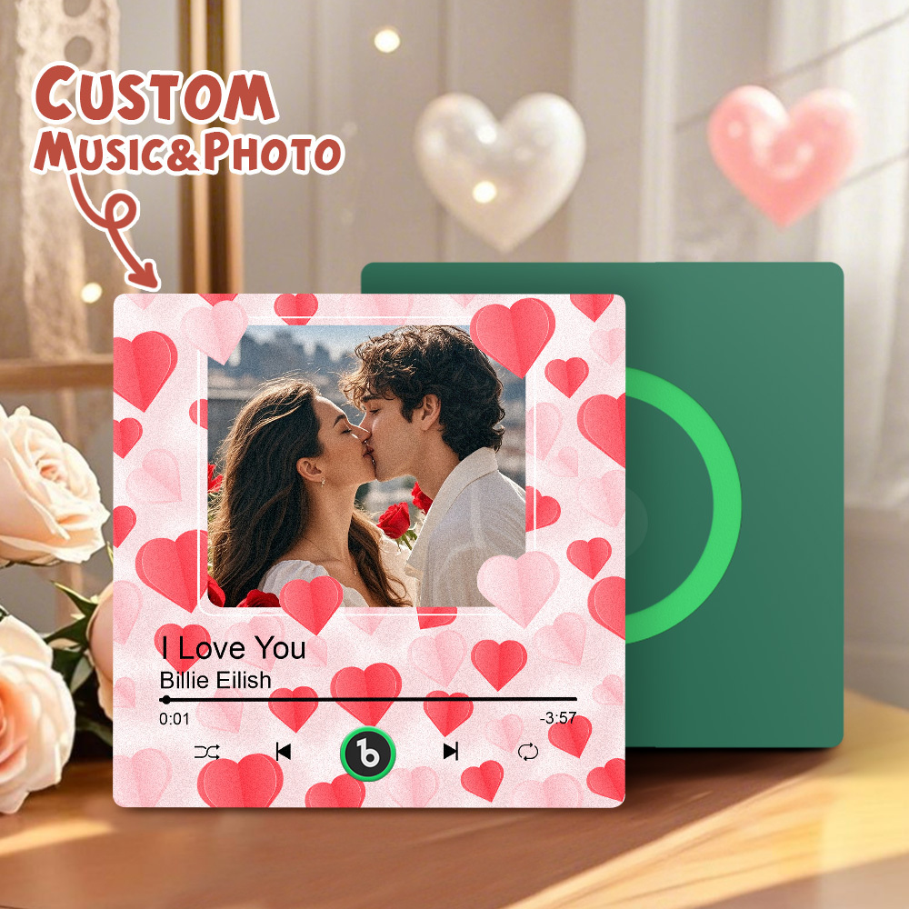 Custom Music Fridge Magnet Colorful Frame Album Fridge Magnet Can Play Songs Gift for Couple	 - MyFaceBoxerUK