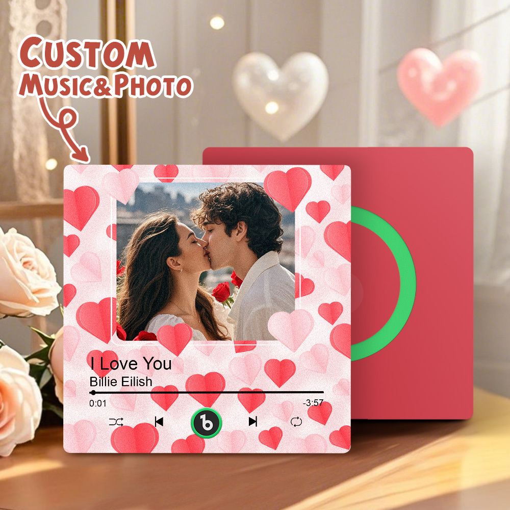 Custom Music Fridge Magnet Colorful Frame Album Fridge Magnet Can Play Songs Gift for Couple	 - MyFaceBoxerUK