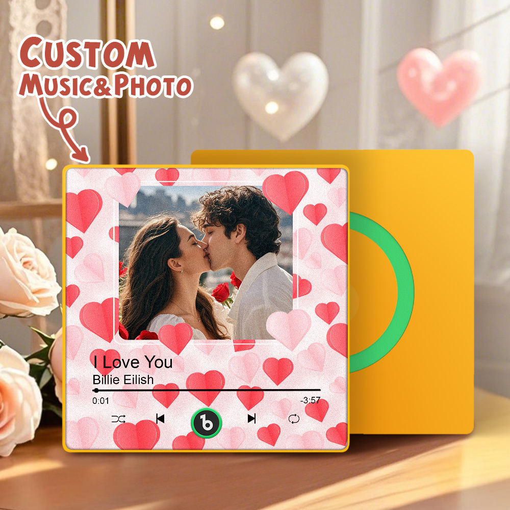Custom Music Fridge Magnet Colorful Frame Album Fridge Magnet Can Play Songs Gift for Couple	 - MyFaceBoxerUK