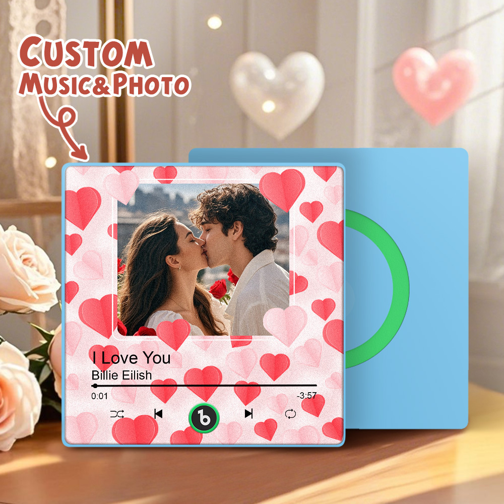 Custom Music Fridge Magnet Colorful Frame Album Fridge Magnet Can Play Songs Gift for Couple	 - MyFaceBoxerUK