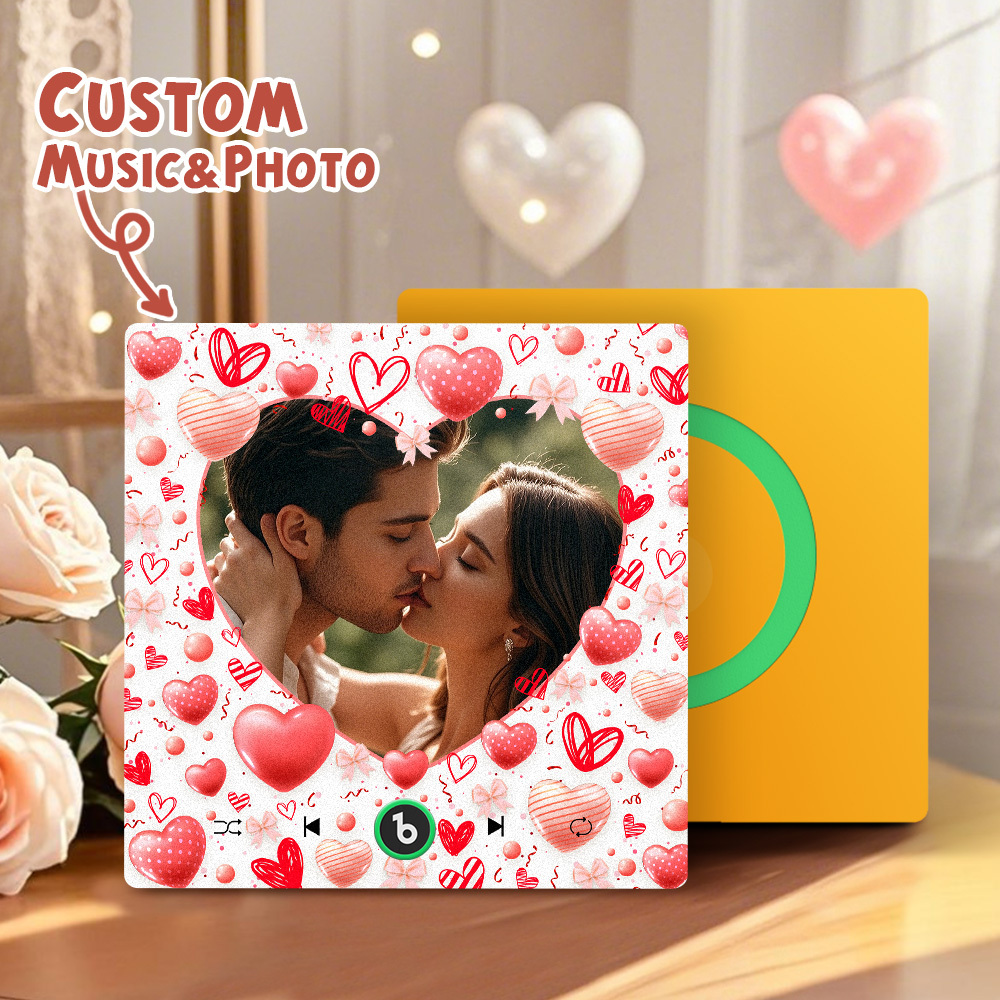 Custom Music Fridge Magnet Colorful Frame Album Fridge Magnet Can Play Songs Gift for Couple	 - MyFaceBoxerUK