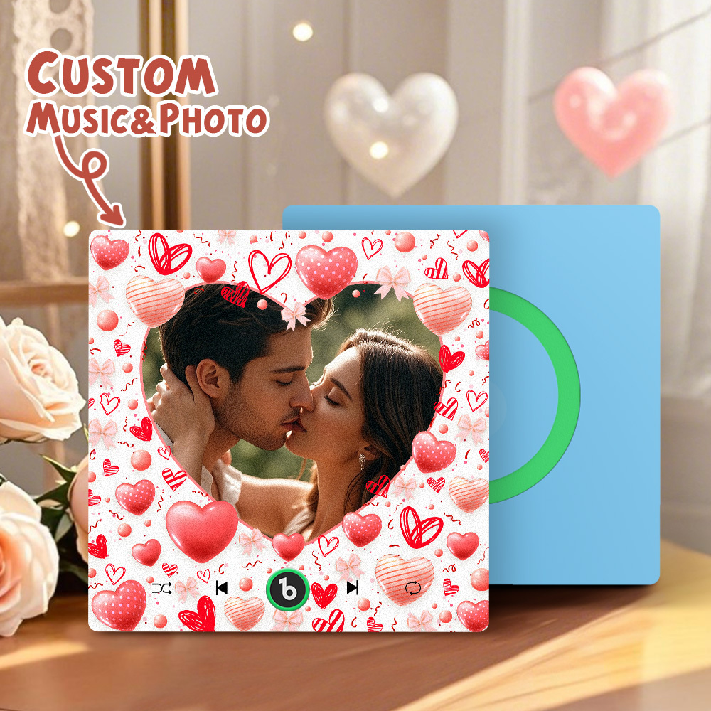 Custom Music Fridge Magnet Colorful Frame Album Fridge Magnet Can Play Songs Gift for Couple	 - MyFaceBoxerUK
