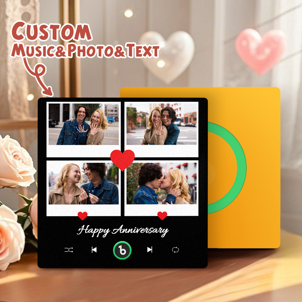 Custom Music Fridge Magnet Colorful Frame Album Fridge Magnet Can Play Songs Gift for Couple	 - MyFaceBoxerUK