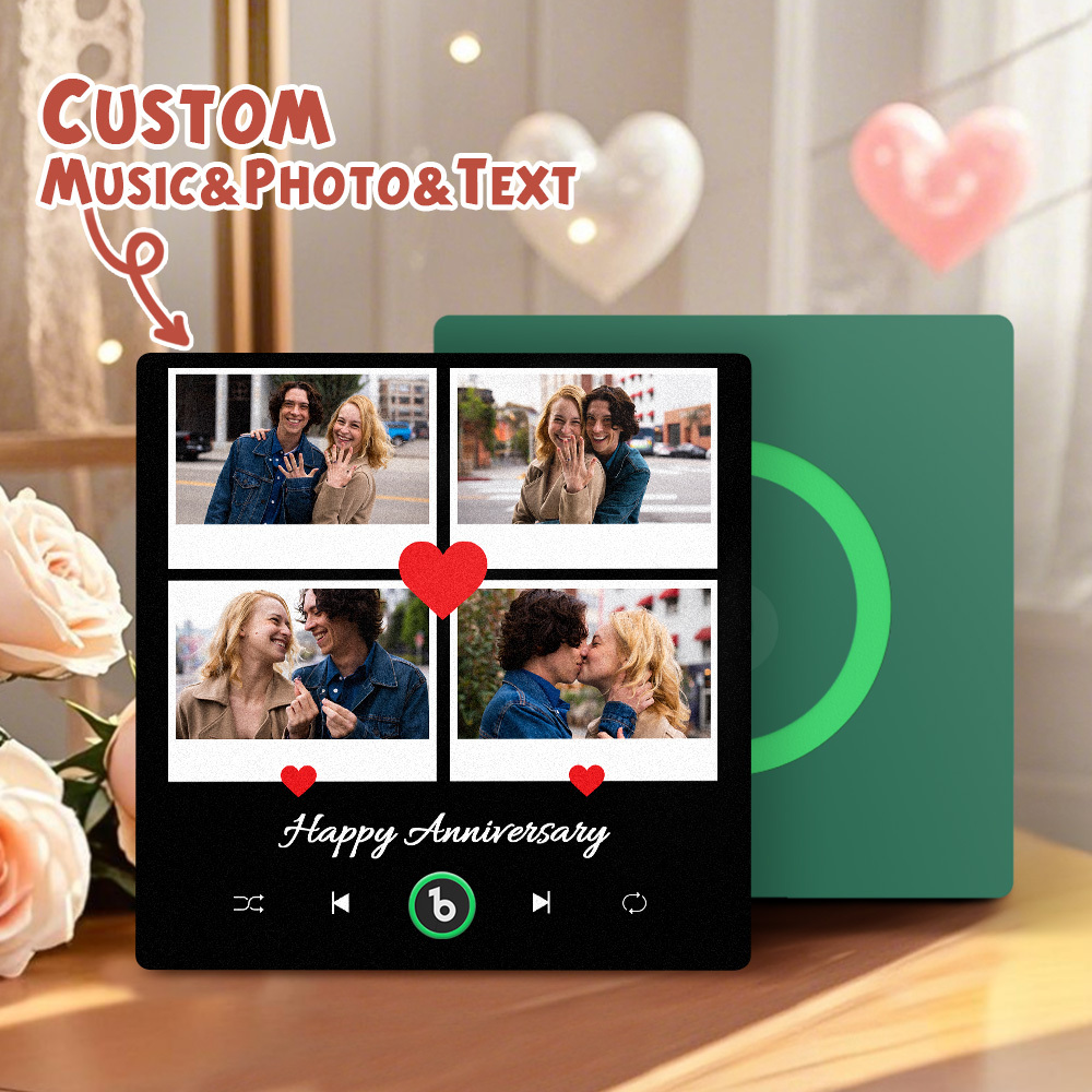 Custom Music Fridge Magnet Colorful Frame Album Fridge Magnet Can Play Songs Gift for Couple	 - MyFaceBoxerUK