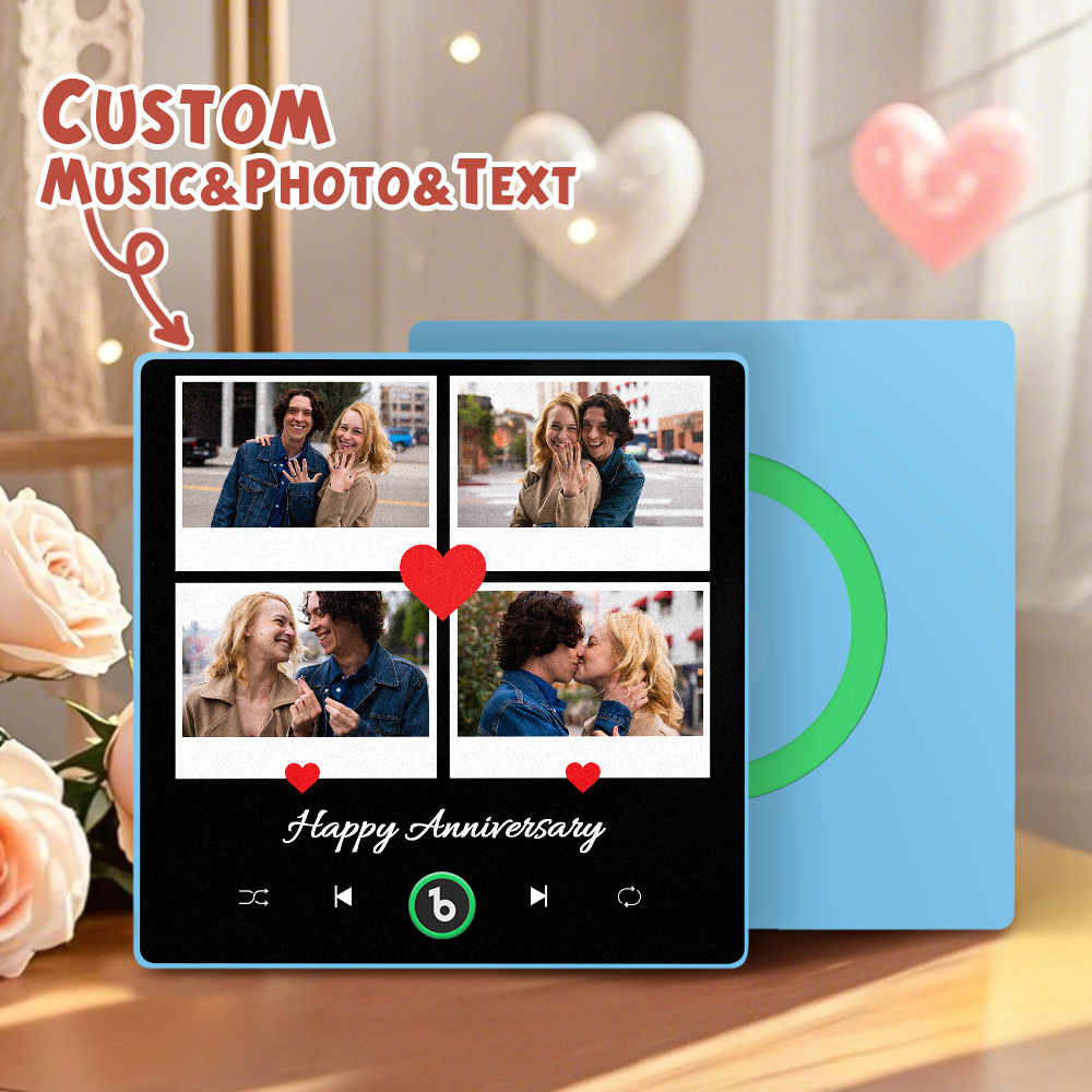 Custom Music Fridge Magnet Colorful Frame Album Fridge Magnet Can Play Songs Gift for Couple	 - MyFaceBoxerUK