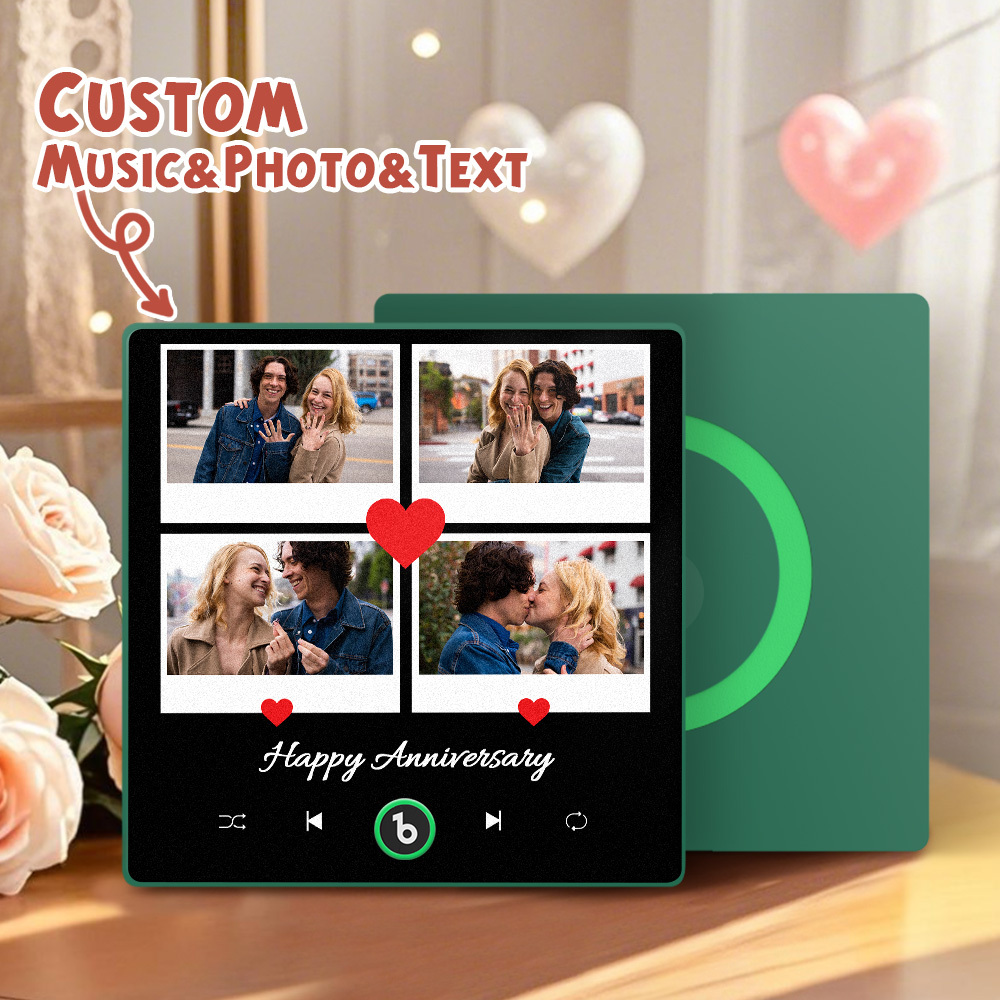 Custom Music Fridge Magnet Colorful Frame Album Fridge Magnet Can Play Songs Gift for Couple	 - MyFaceBoxerUK