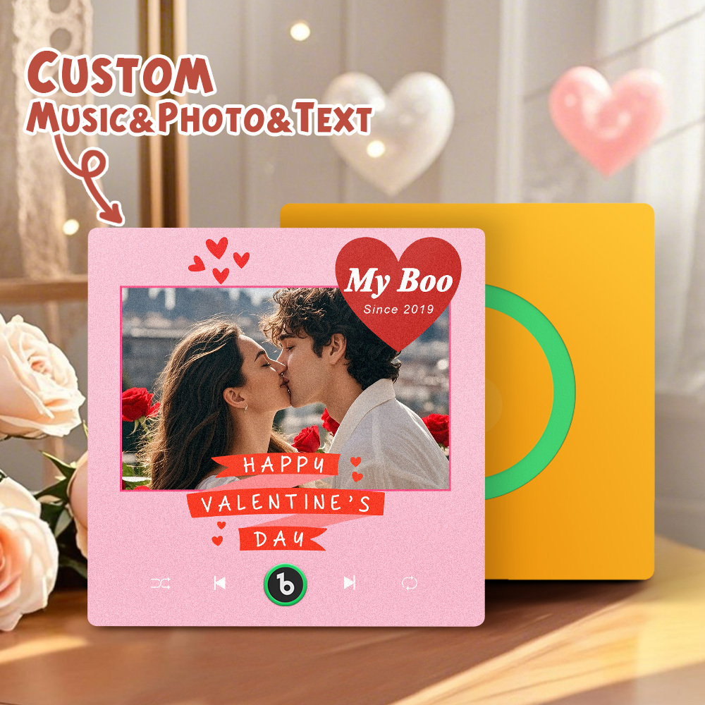 Custom Music Fridge Magnet Colorful Frame Album Fridge Magnet Can Play Songs Gift for Couple	 - MyFaceBoxerUK