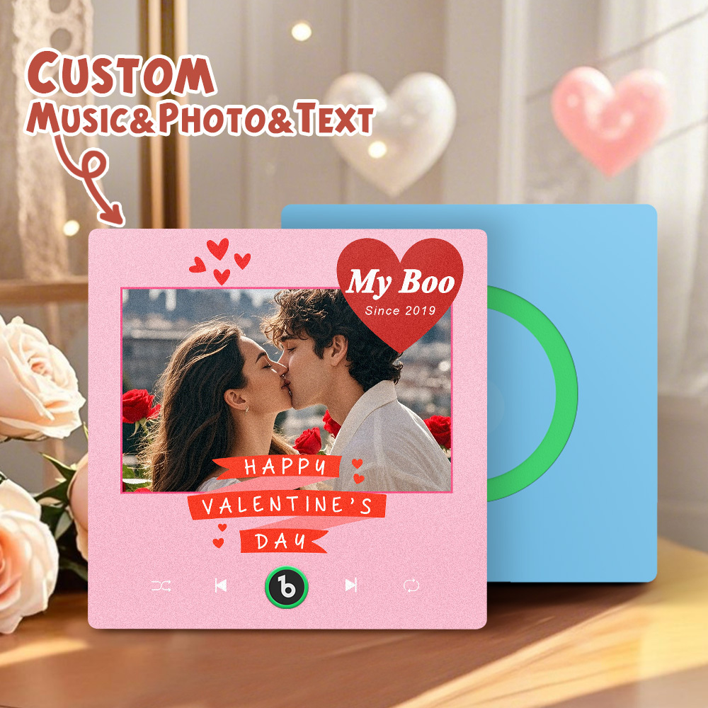 Custom Music Fridge Magnet Colorful Frame Album Fridge Magnet Can Play Songs Gift for Couple	 - MyFaceBoxerUK